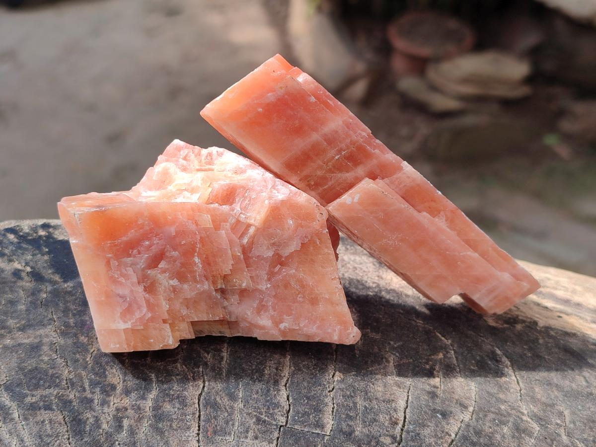 Natural Rhombohedral Sunset Orange Calcite Specimens x 12 From Spitzkop, Namibia - Toprock Gemstones and Minerals 