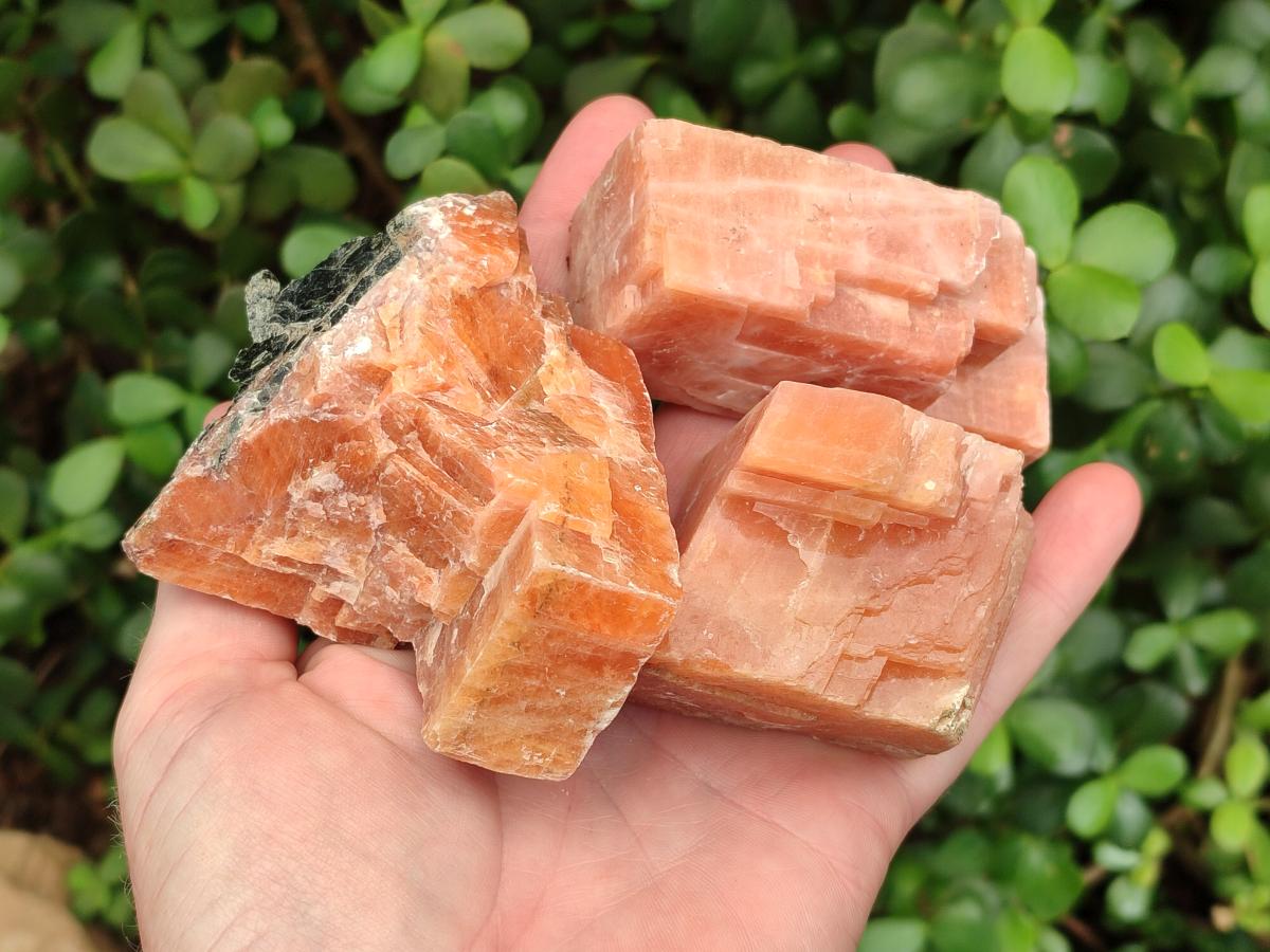 Natural Rhombohedral Sunset Orange Calcite Specimens x 12 From Spitzkop, Namibia - Toprock Gemstones and Minerals 