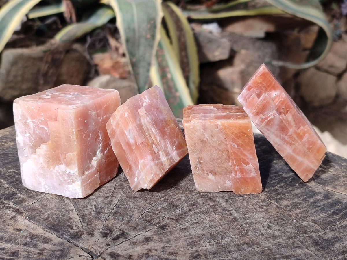 Natural Rhombohedral Sunset Orange Calcite Specimens x 12 From Spitzkop, Namibia - Toprock Gemstones and Minerals 