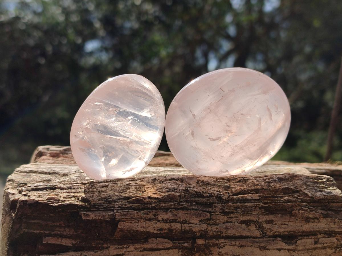 Polished Gemmy Rose Quartz Palm Stones x 20 From Madagascar - Toprock Gemstones and Minerals 