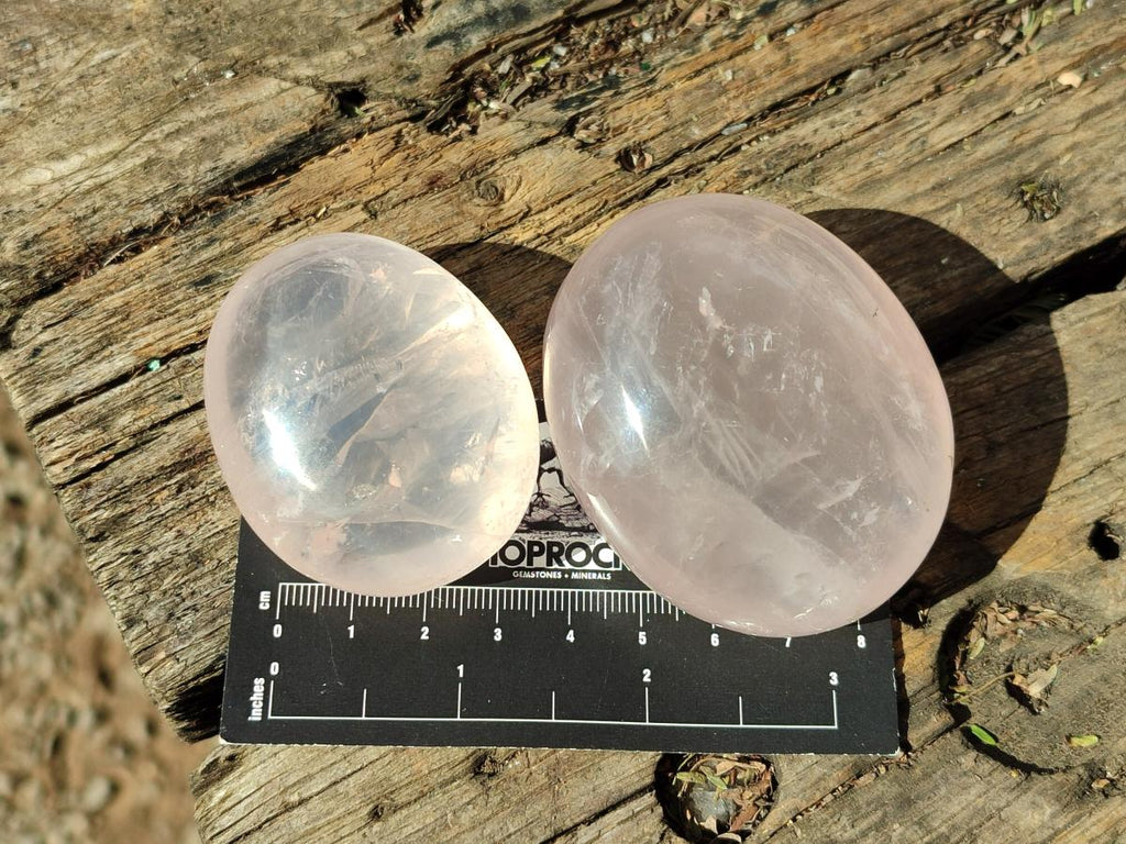 Polished Gemmy Rose Quartz Palm Stones x 20 From Madagascar - Toprock Gemstones and Minerals 