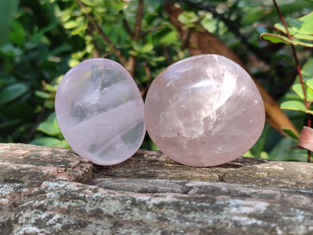 Polished Gemmy Rose Quartz Palm Stones x 20 From Madagascar - Toprock Gemstones and Minerals 