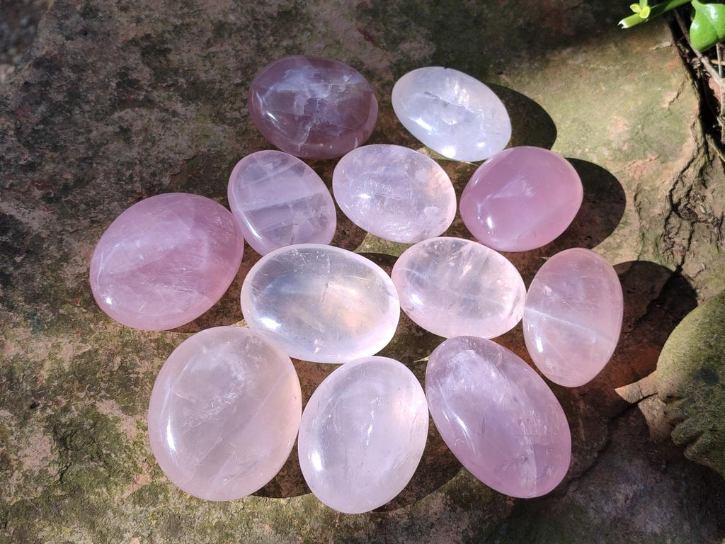 Polished Gemmy Rose Quartz Palm Stones x 20 From Madagascar - Toprock Gemstones and Minerals 