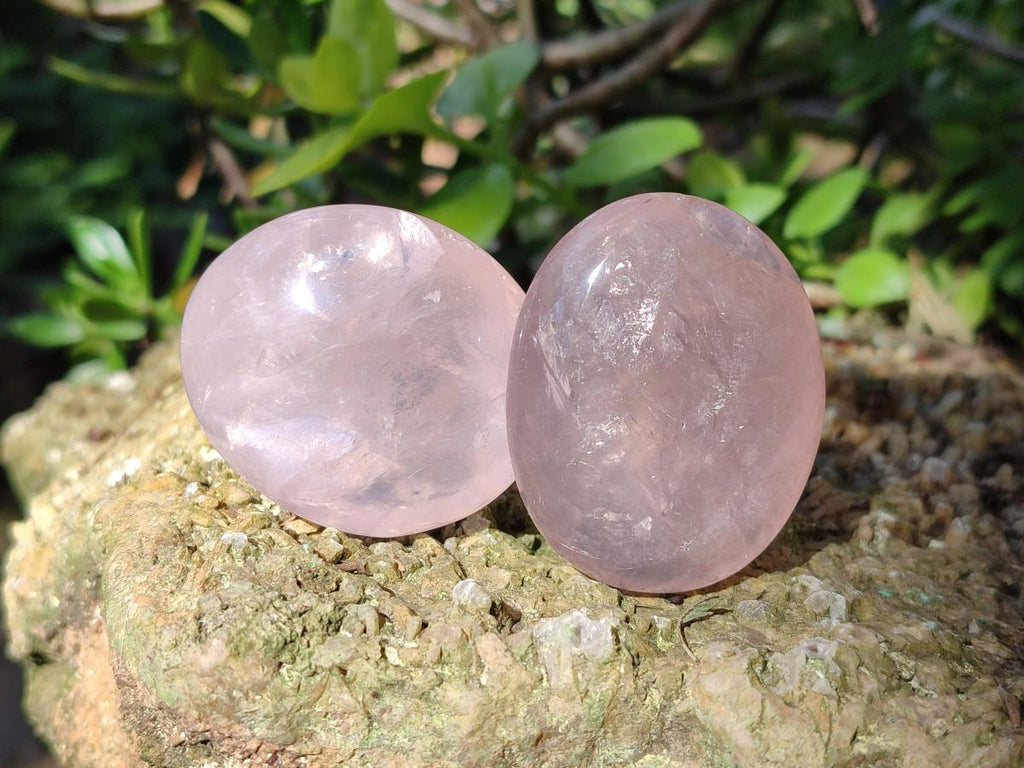 Polished Gemmy Rose Quartz Palm Stones x 20 From Madagascar - Toprock Gemstones and Minerals 