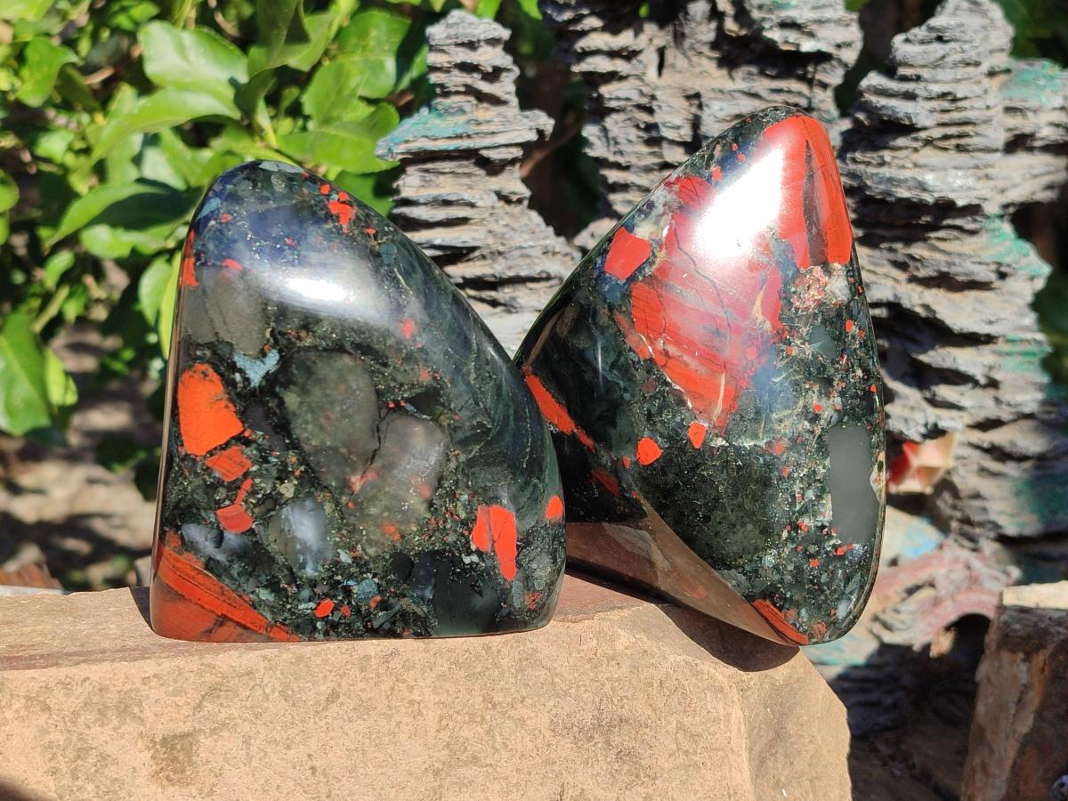 Polished Bloodstone Standing Display Pieces x 2 From Swaziland - Toprock Gemstones and Minerals 