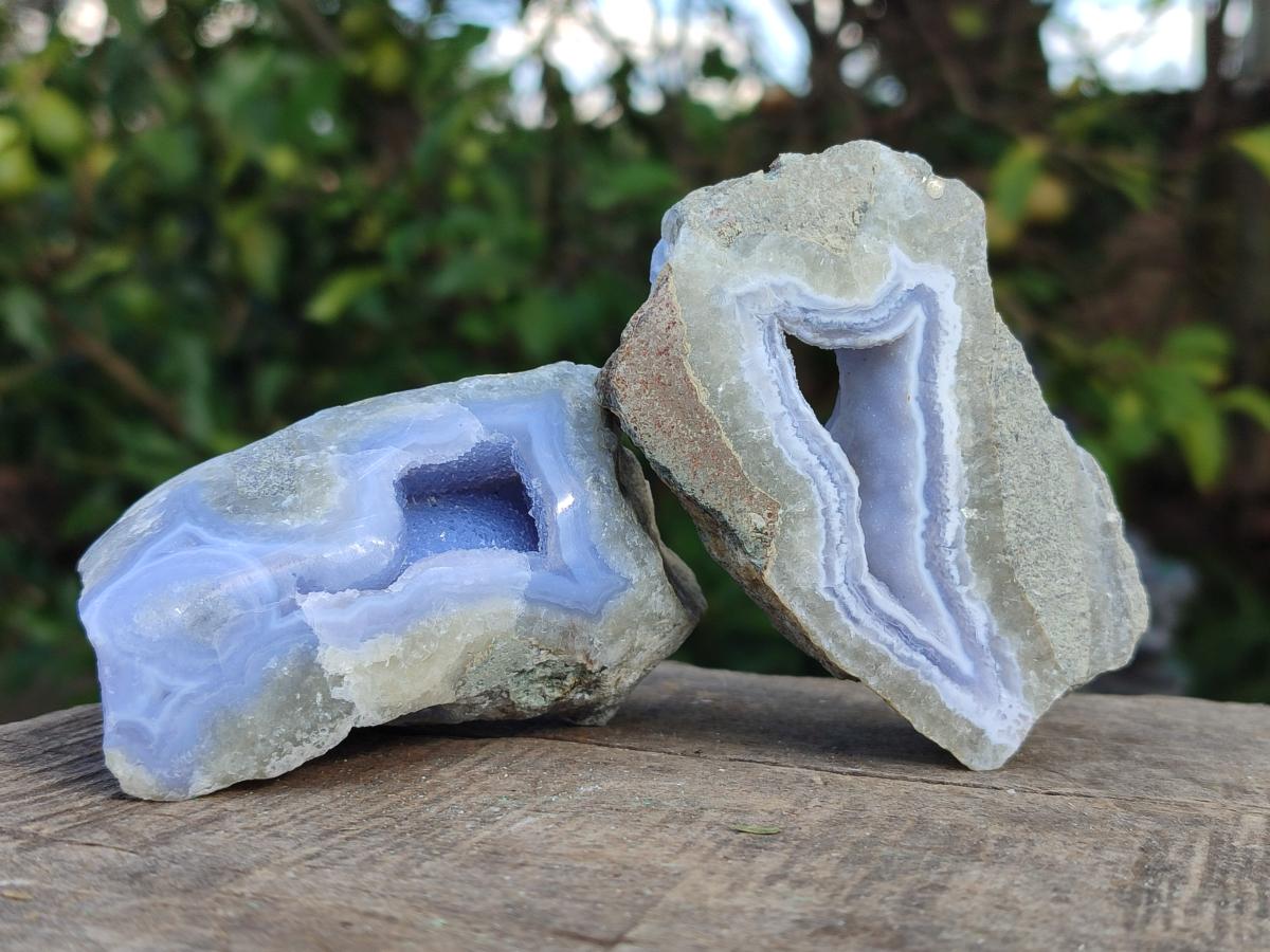 Polished Blue Lace Agate Geodes x 12 From Nsanje, Malawi - Toprock Gemstones and Minerals 