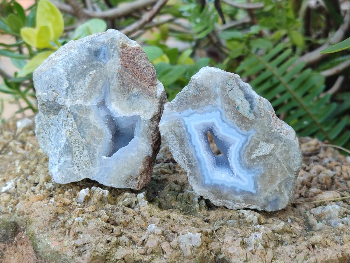 Polished Blue Lace Agate Geodes x 12 From Nsanje, Malawi - Toprock Gemstones and Minerals 