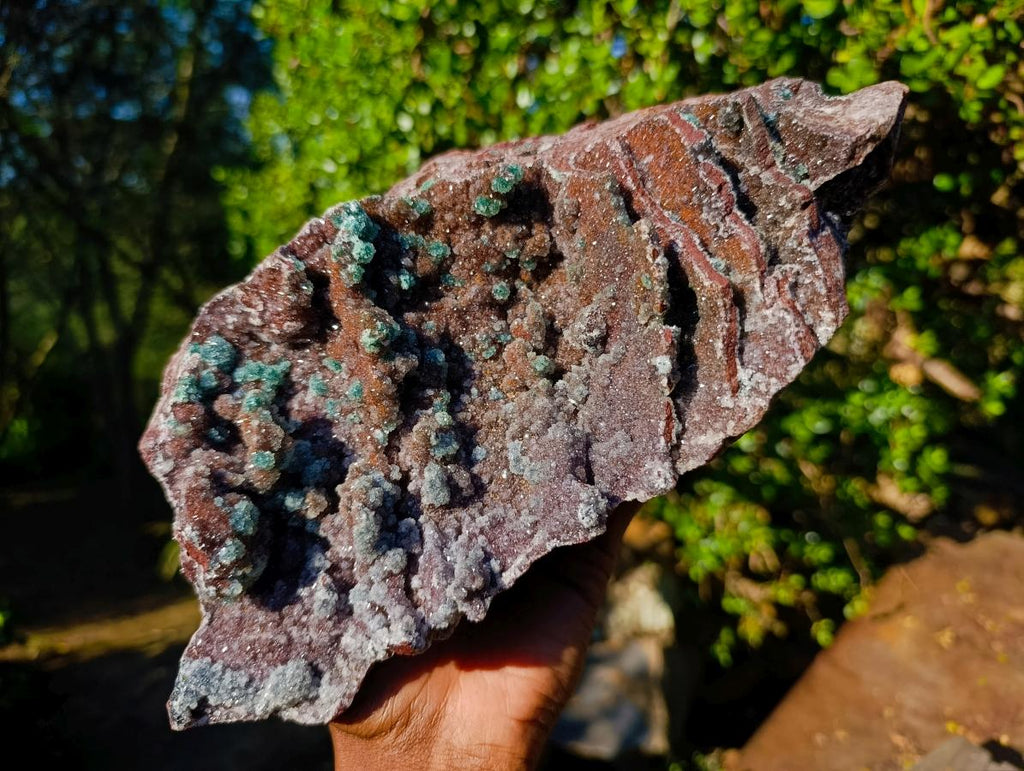Natural Large Drusy Quartz Coated Ball Malachite on Red Dolomite Specimen x 1 From Mindingi Mine, Congo
