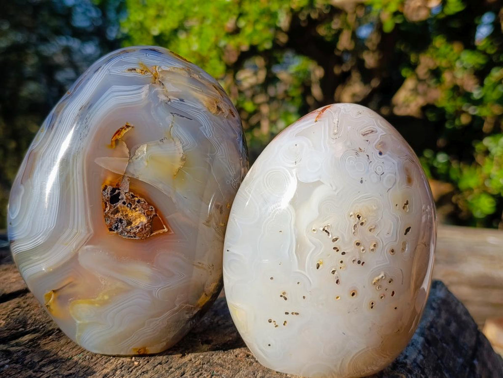 Polished Banded Agate Standing Display Pieces x 3 From Madagascar - Toprock Gemstones and Minerals 