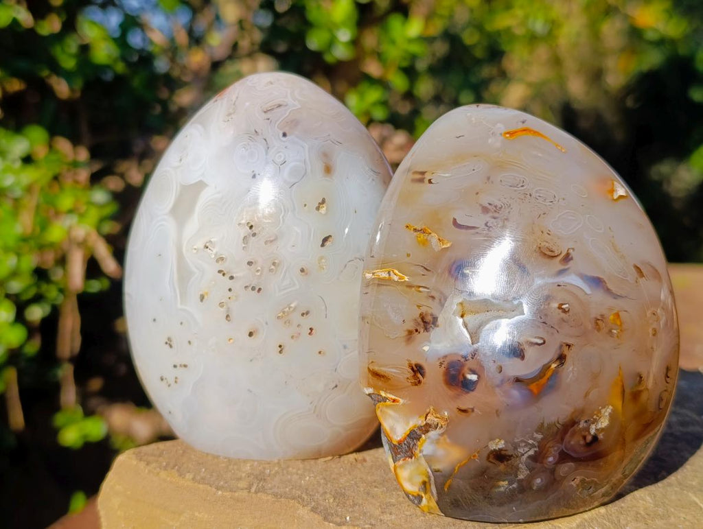 Polished Banded Agate Standing Display Pieces x 3 From Madagascar - Toprock Gemstones and Minerals 