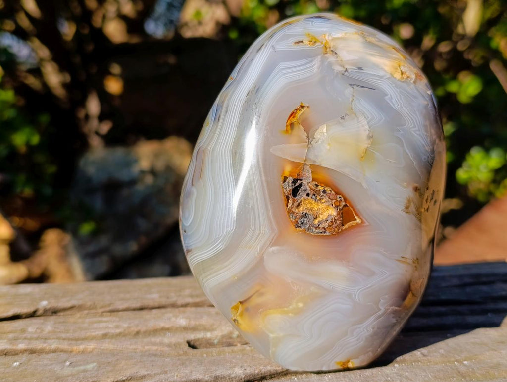Polished Banded Agate Standing Display Pieces x 3 From Madagascar - Toprock Gemstones and Minerals 