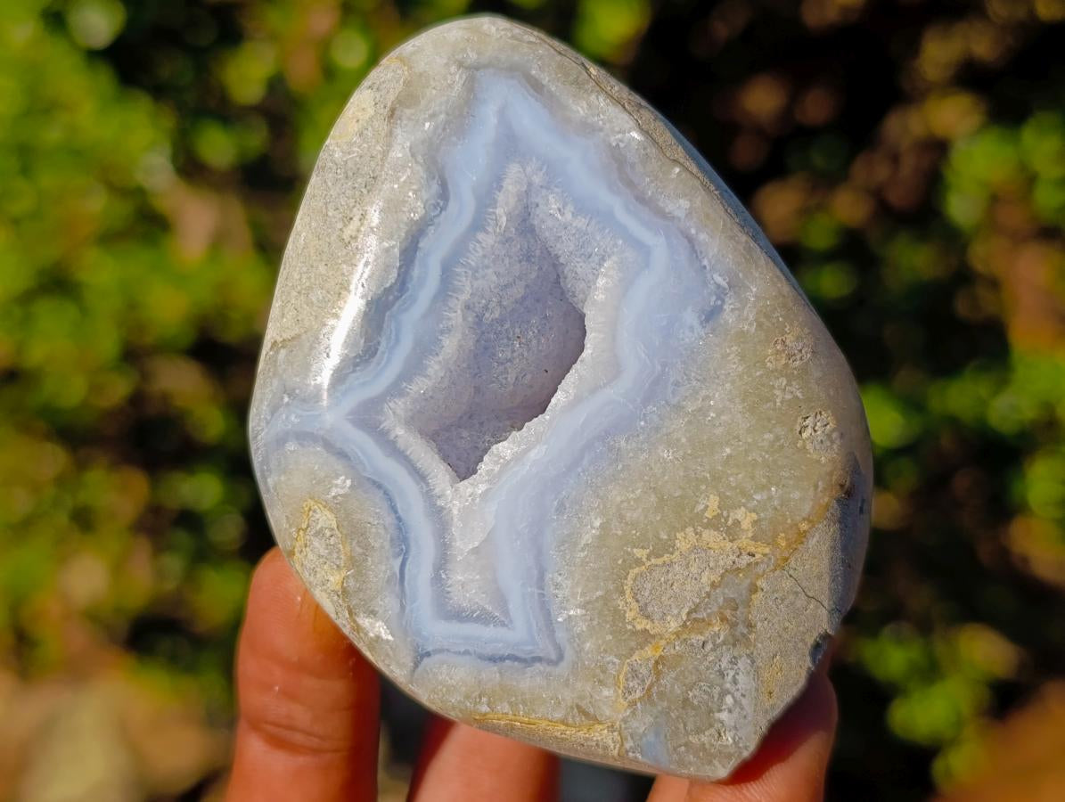 Polished Blue Lace Agate Standing Display Pieces x 4 From Nsanje, Malawi - Toprock Gemstones and Minerals 