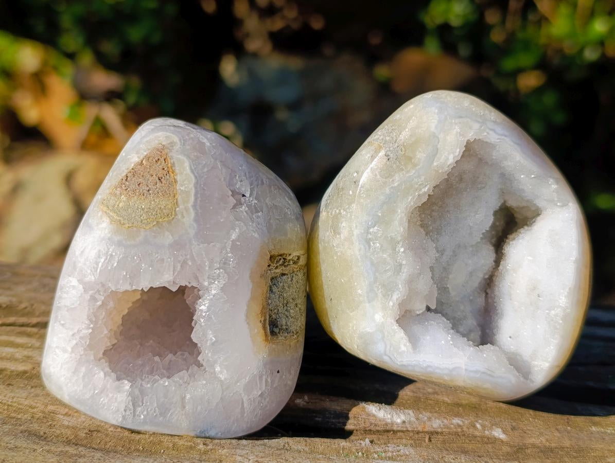 Polished Blue Lace Agate Standing Display Pieces x 4 From Nsanje, Malawi - Toprock Gemstones and Minerals 