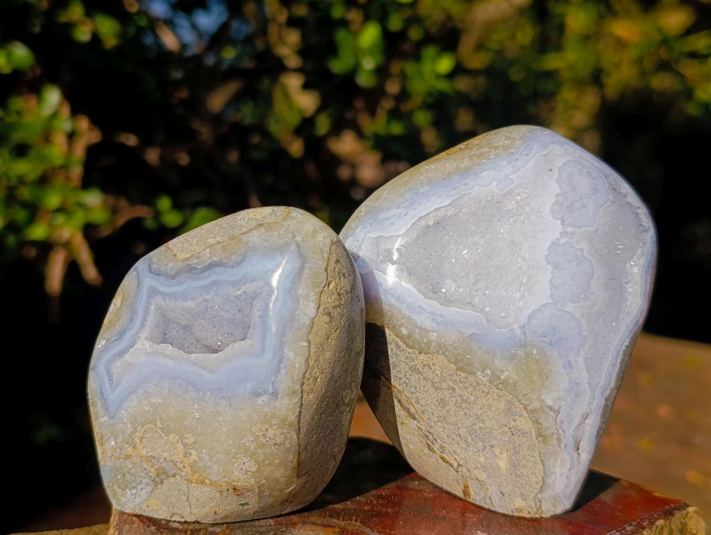 Polished Blue Lace Agate Standing Display Pieces x 4 From Nsanje, Malawi - Toprock Gemstones and Minerals 