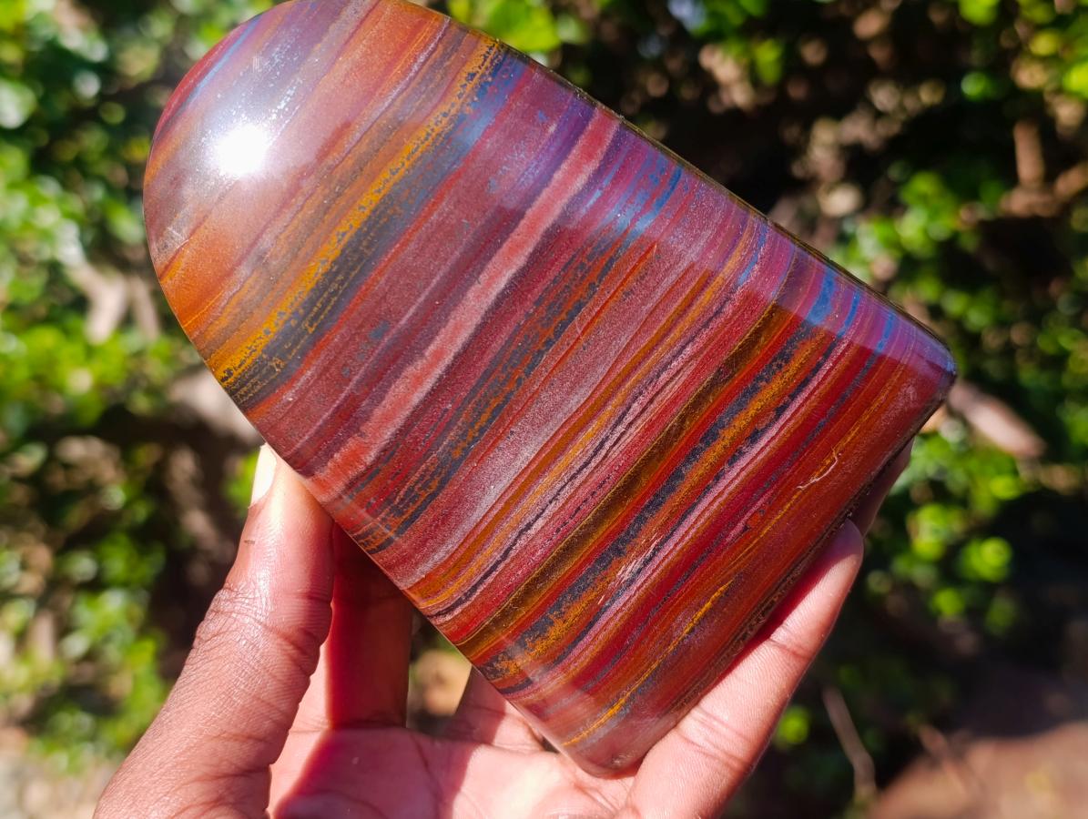 Polished Banded Tiger Iron Standing Display Pieces x 2 From South Africa - Toprock Gemstones and Minerals 