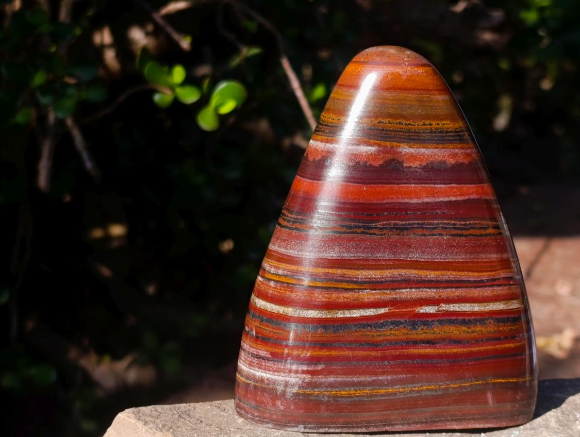 Polished Banded Tiger Iron Standing Display Pieces x 2 From South Africa - Toprock Gemstones and Minerals 