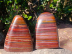 Polished Banded Tiger Iron Standing Display Pieces x 2 From South Africa - Toprock Gemstones and Minerals 