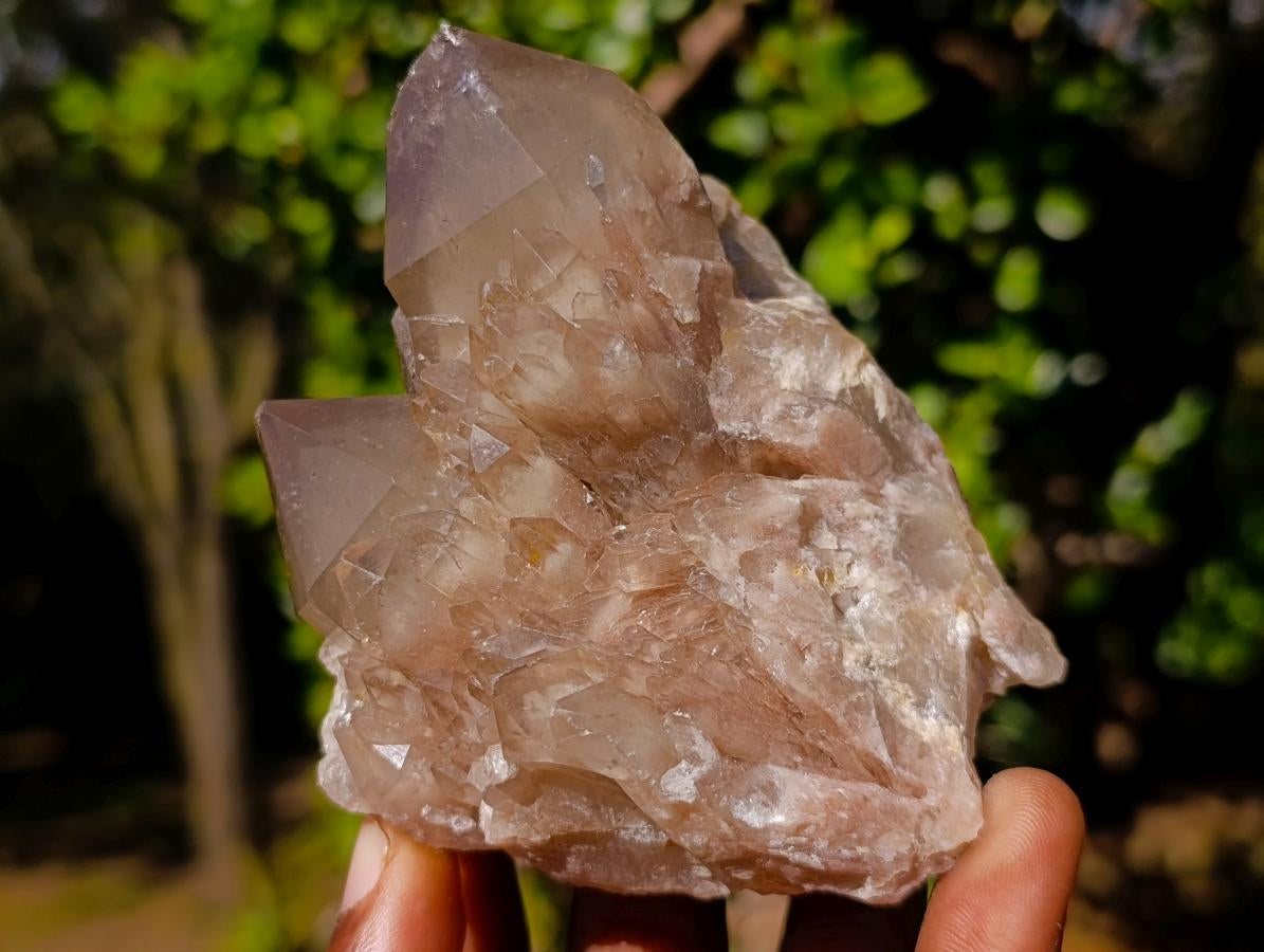 Natural Cascading White Phantom Smokey Luena Quartz Clusters x 6 From Luena, Congo