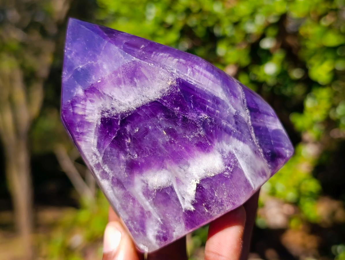 Polished Dark Chevron Amethyst Display Crystals x 2 From Madagascar