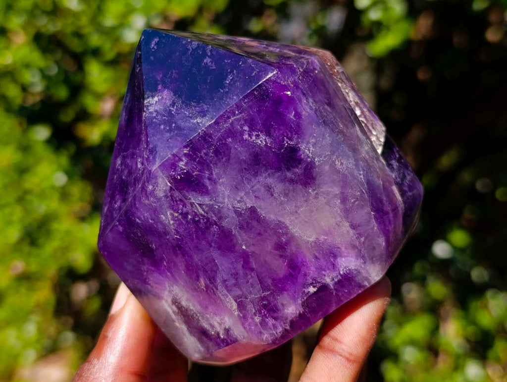 Polished Dark Chevron Amethyst Display Crystals x 2 From Madagascar