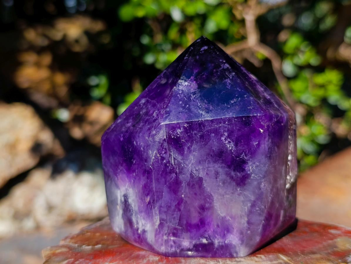 Polished Dark Chevron Amethyst Display Crystals x 2 From Madagascar