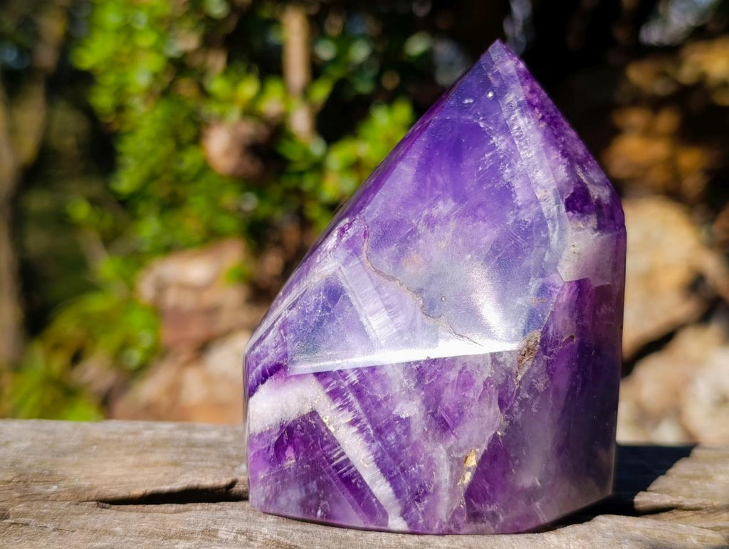 Polished Dark Chevron Amethyst Display Crystals x 2 From Madagascar