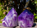 Polished Dark Chevron Amethyst Display Crystals x 2 From Madagascar