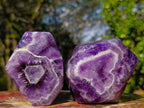 Polished Dark Chevron Amethyst Display Crystals x 2 From Madagascar