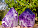 Polished Dark Chevron Amethyst Display Crystals x 2 From Madagascar