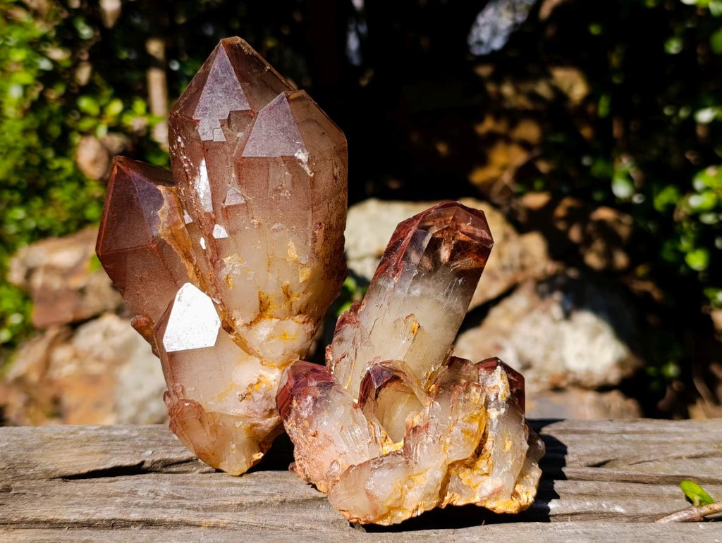 Natural Red Hematoid Quartz Crystal Clusters x 4 From Karoi, Zimbabwe