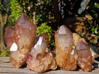 Natural Red Hematoid Quartz Crystal Clusters x 4 From Karoi, Zimbabwe