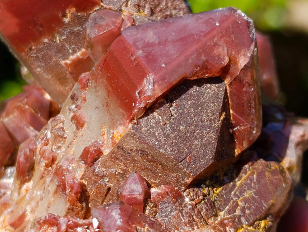 Natural Red Hematoid Quartz Crystal Clusters x 4 From Karoi, Zimbabwe