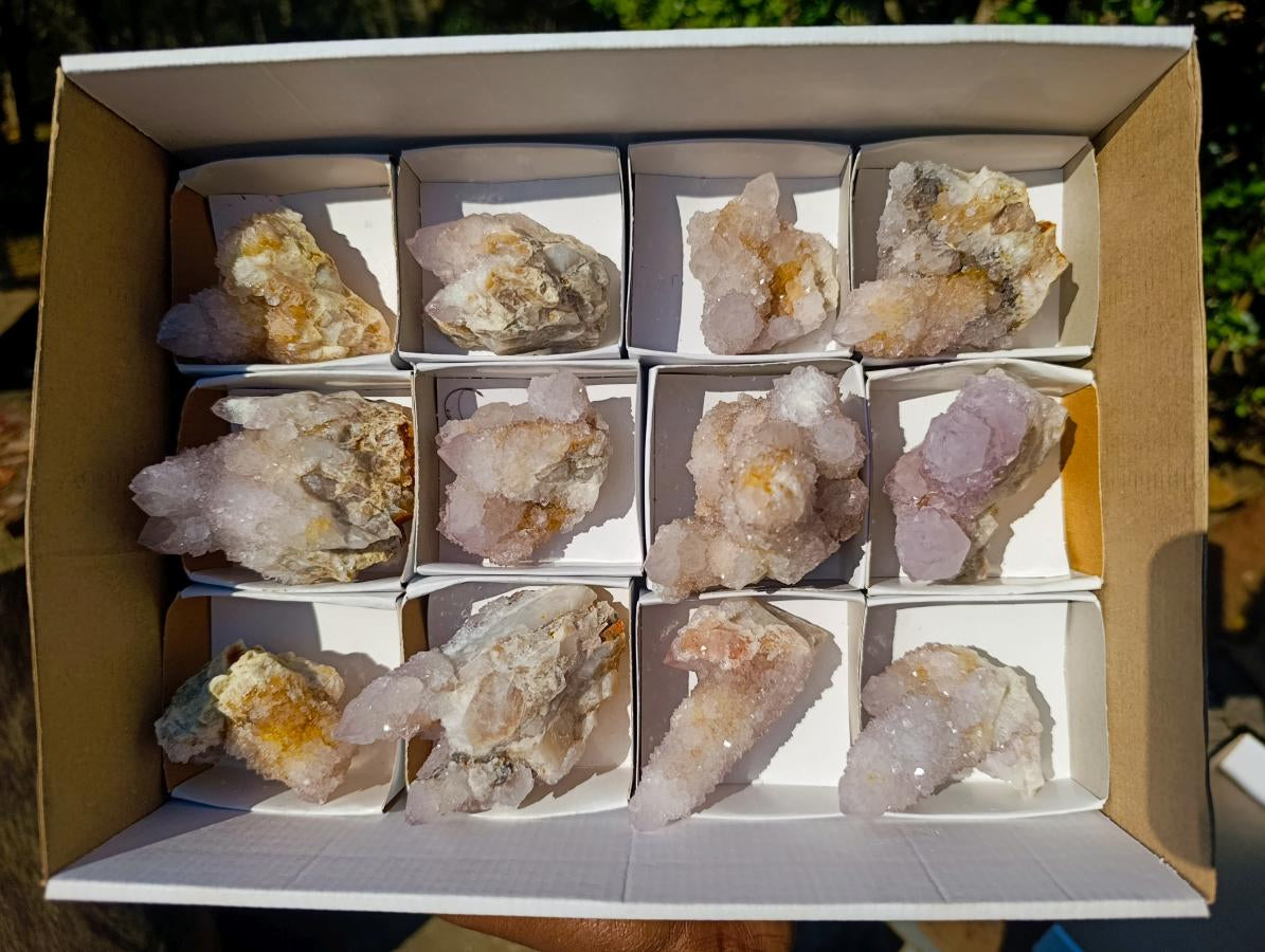 Natural Mix of Spirit Quartz Crystals and Clusters x 12 From Boekenhouthoek, South Africa