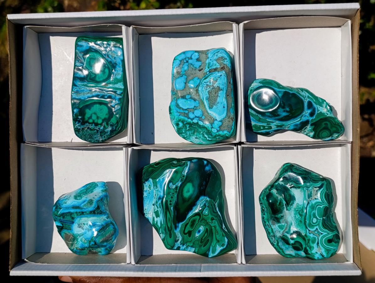 Polished Malacolla Free Forms x 6 From Kulukuluku, Congo