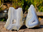 Polished One Side Blue Lace Agate Geodes x 24 From Nsanje, Malawi - Toprock Gemstones and Minerals 