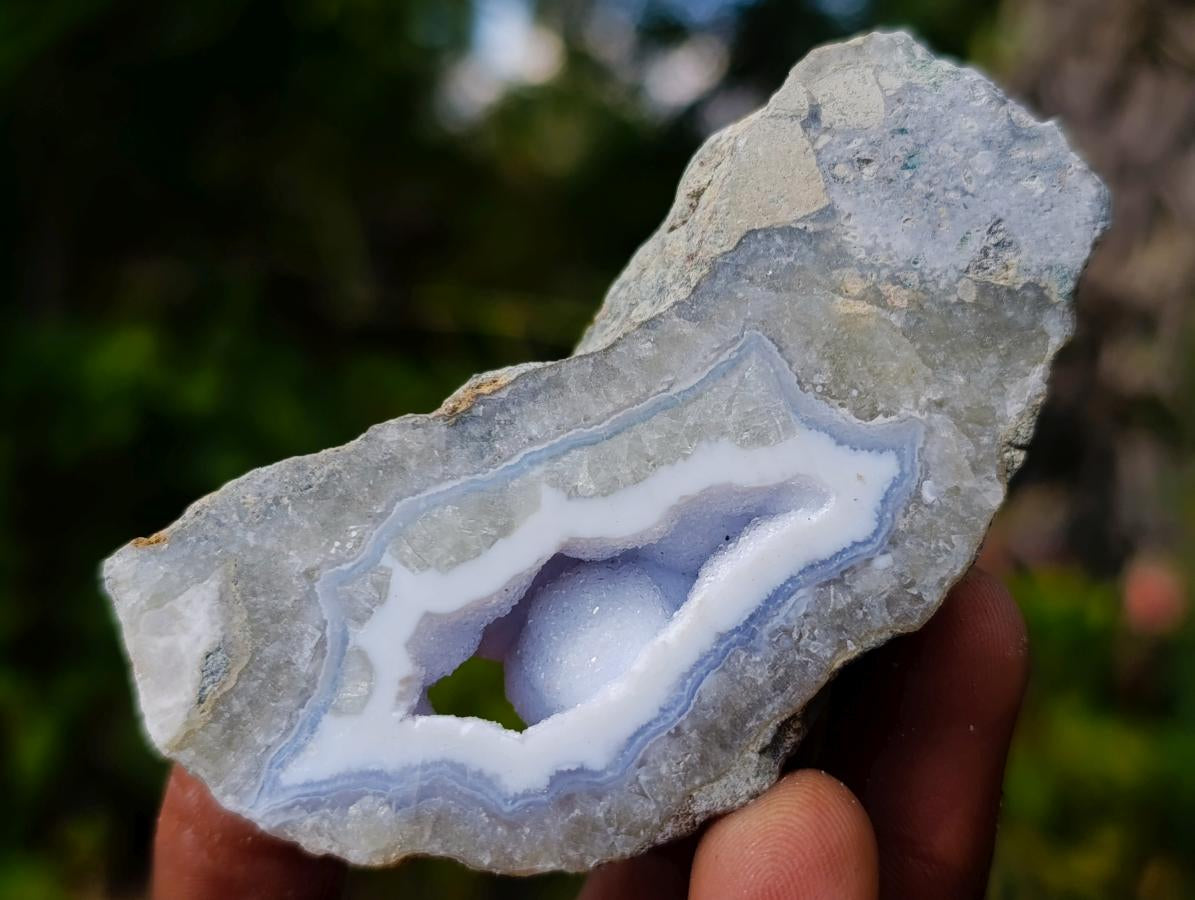 Polished One Side Blue Lace Agate Geodes x 24 From Nsanje, Malawi - Toprock Gemstones and Minerals 