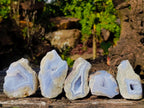 Polished One Side Blue Lace Agate Geodes x 24 From Nsanje, Malawi - Toprock Gemstones and Minerals 