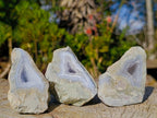 Polished One Side Blue Lace Agate Geodes x 24 From Nsanje, Malawi - Toprock Gemstones and Minerals 