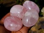 Polished Gemmy Rose Quartz Palm Stones x 35 From Madagascar - Toprock Gemstones and Minerals 