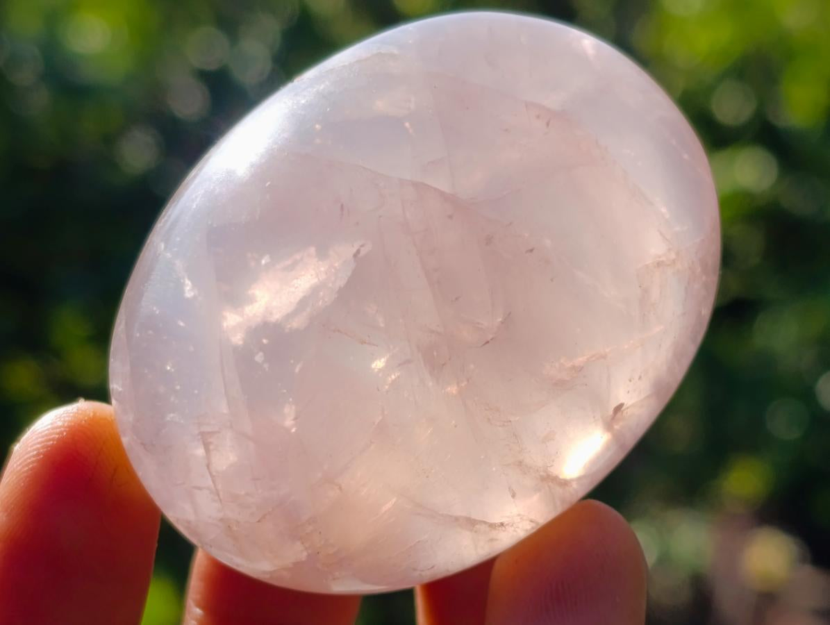 Polished Gemmy Rose Quartz Palm Stones x 35 From Madagascar