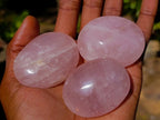 Polished Gemmy Rose Quartz Palm Stones x 35 From Madagascar - Toprock Gemstones and Minerals 