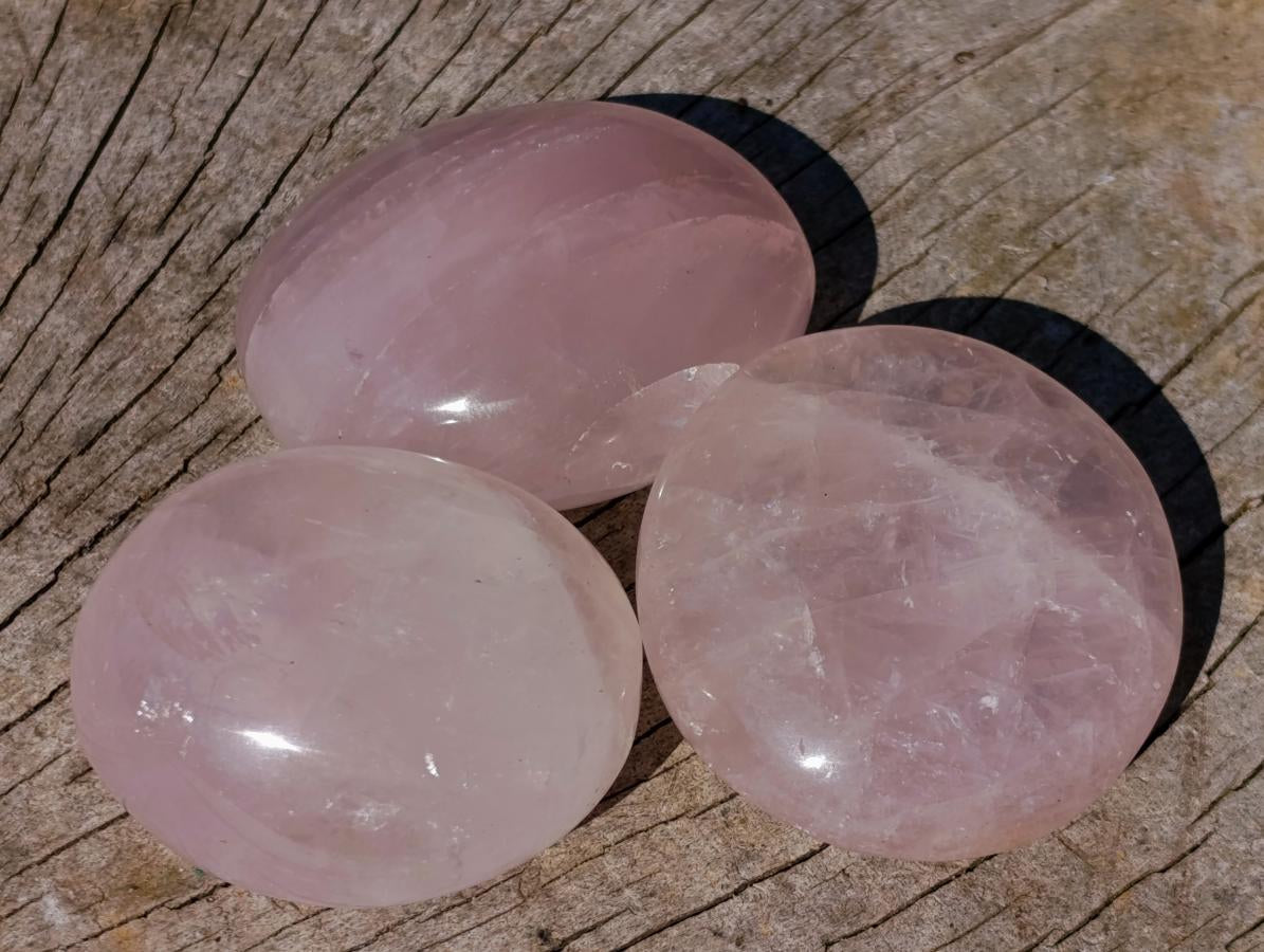 Polished Gemmy Rose Quartz Palm Stones x 35 From Madagascar - Toprock Gemstones and Minerals 