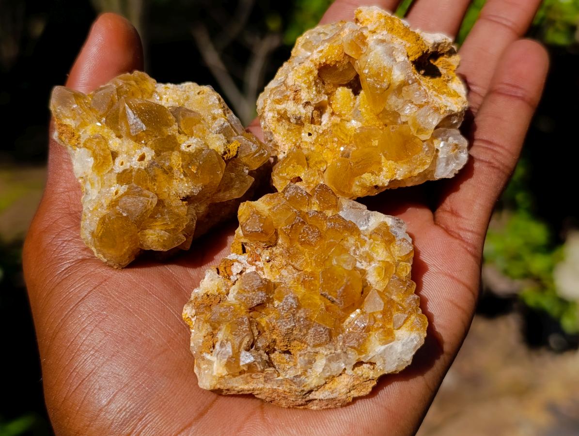 Natural Golden Limonite Quartz Crystal Clusters x 24 From Solwezi, Zambia