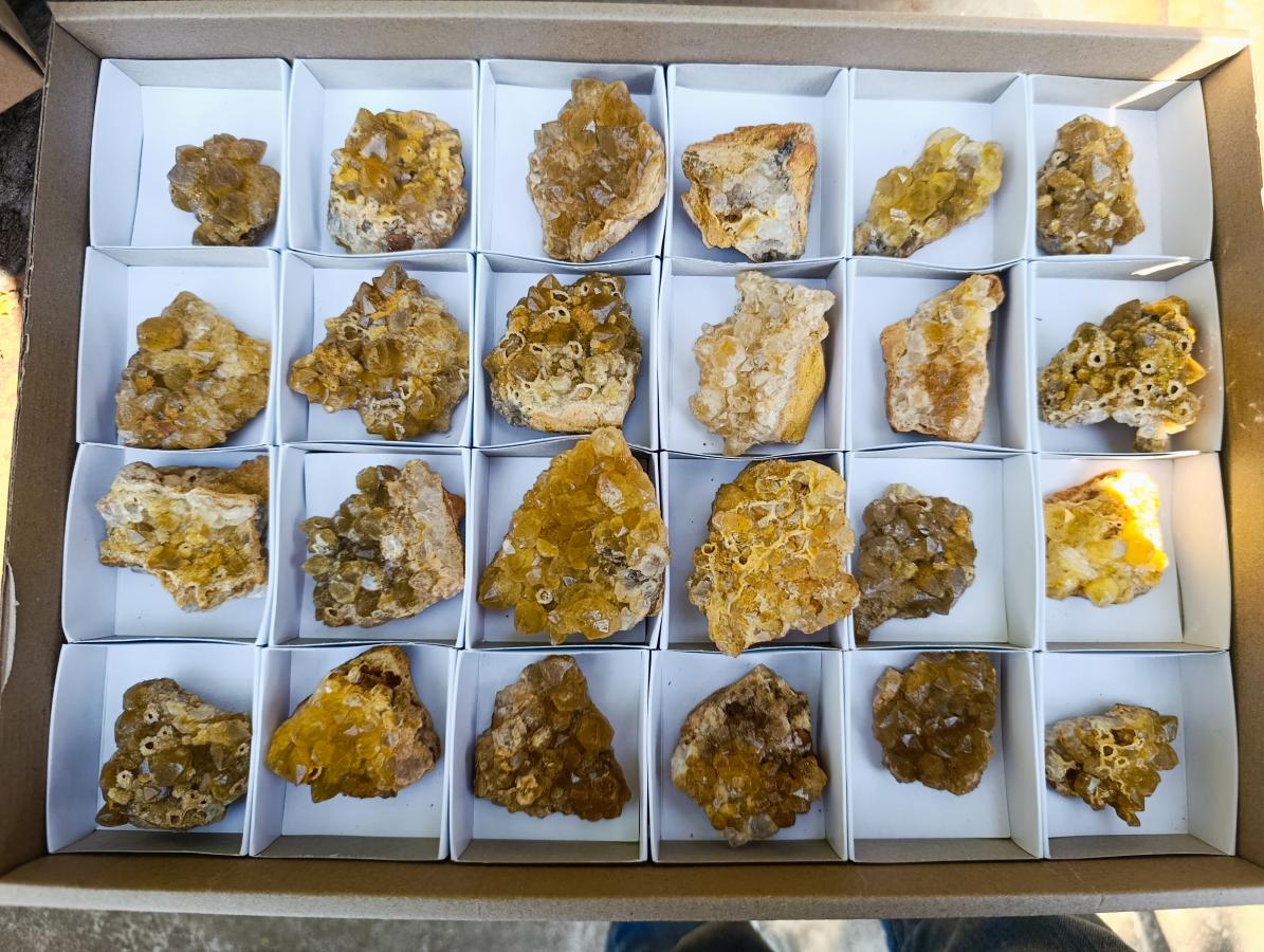 Natural Golden Limonite Quartz Crystal Clusters x 24 From Solwezi, Zambia