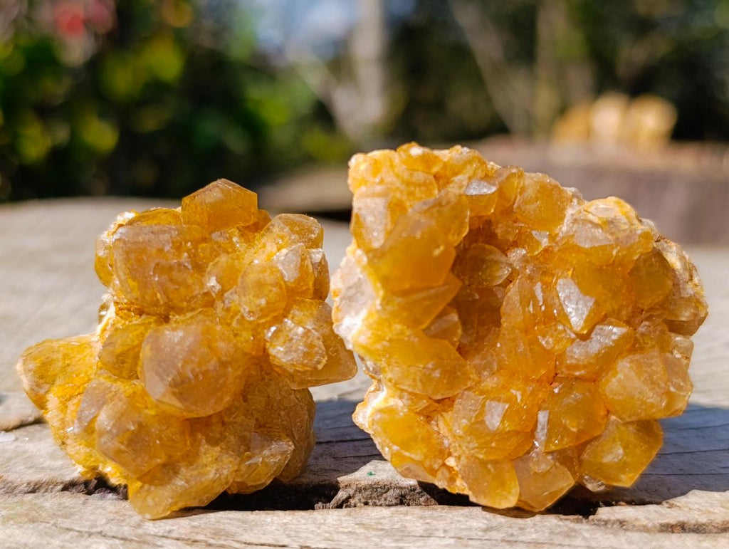 Natural Golden Limonite Quartz Crystal Clusters x 24 From Solwezi, Zambia