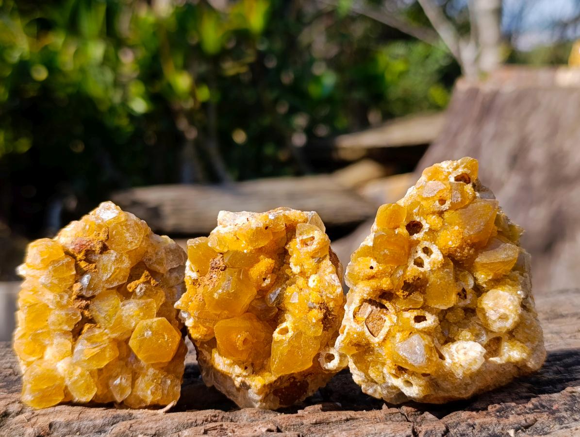 Natural Golden Limonite Quartz Crystal Clusters x 24 From Solwezi, Zambia