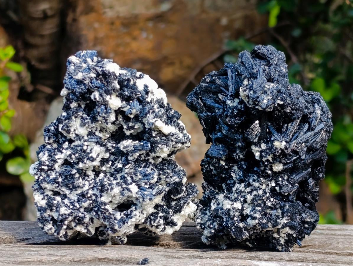 Natural Schorl Black Tourmaline Cluster Specimens with Muscovite Mica x 6 From Erongo, Namibia