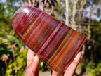 Polished Banded Tiger Iron Stone Standing Display Pieces x 2 From Prieska, South Africa