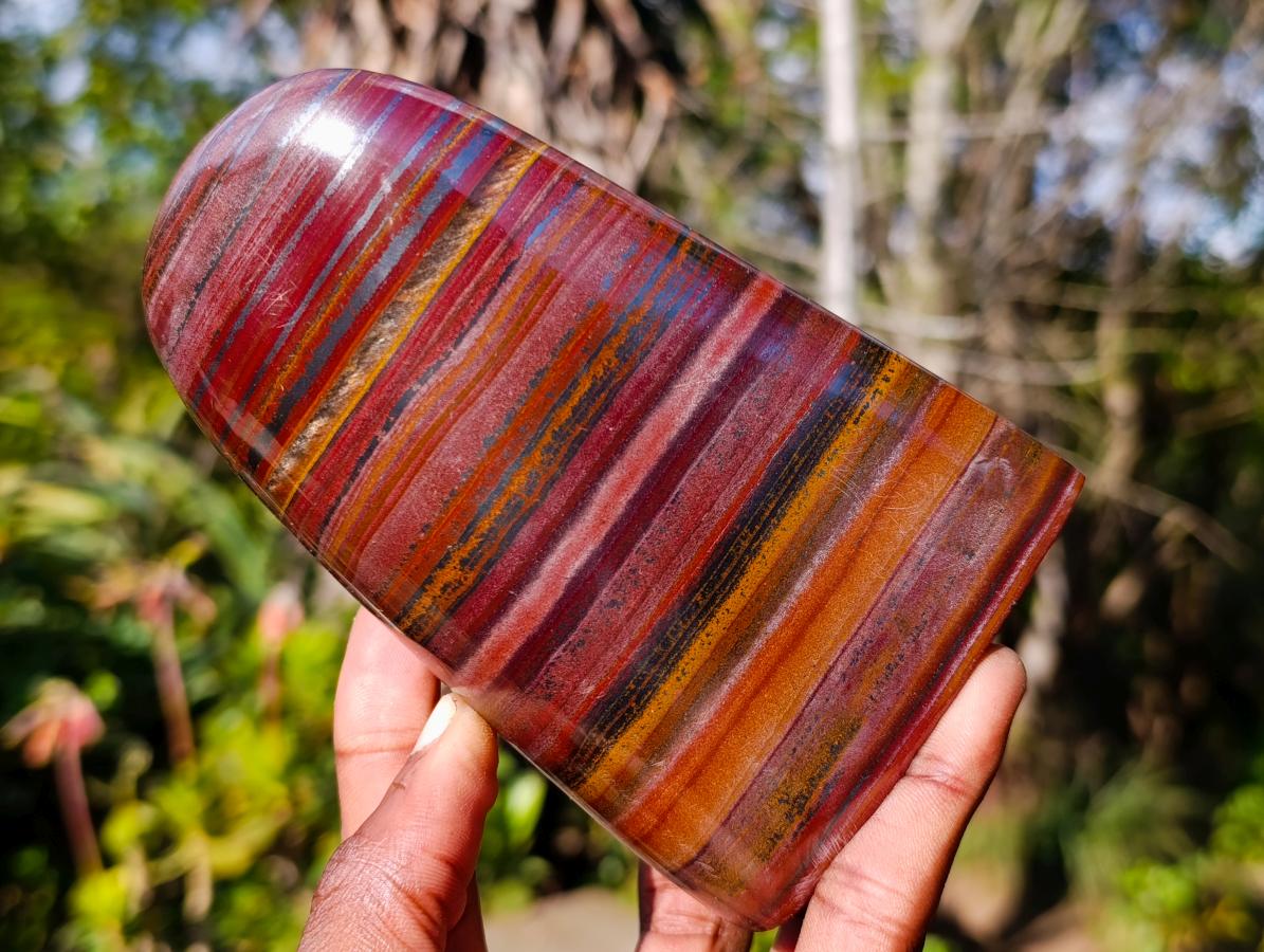 Polished Banded Tiger Iron Stone Standing Display Pieces x 2 From Prieska, South Africa