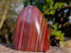 Polished Banded Tiger Iron Stone Standing Display Pieces x 2 From Prieska, South Africa